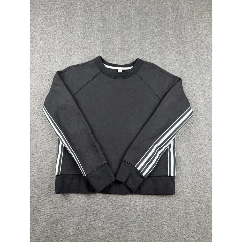 Athleta Women's‎ XXS Striped Crewneck Sweatshirt Black White Pullover Top